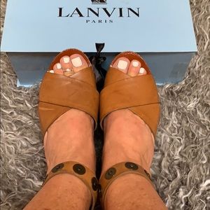LANVIN Limited Edition Leather Wedges Sandals